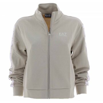 Felpa Crop Garzata Full Zip EA7 Emporio Armani Donna con Banda EA7 Sulle Spalle Tinta Unita