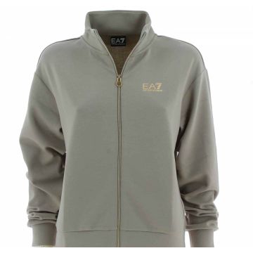 Felpa Garzata Full Zip EA7 Emporio Armani Donna Logo EA7 in Strass