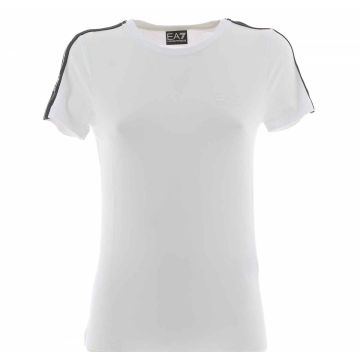 T Shirt Manica Corta Girocollo EA7 Emporio Armani Donna con Stripe Logato EA7 sulle Spalle