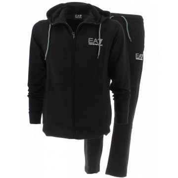 EA7 Emporio Armani Tuta Felpa Uomo Garzata Full Zip Cappuccio con Pantalone Largo