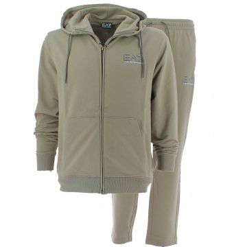 EA7 Emporio Armani Tuta Felpa Uomo Garzata Full Zip Cappuccio con Pantalone Largo