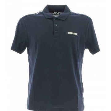 Polo Jersey Manica Corta EA7 Emporio Armani Uomo con Tape Logato EA7 sulle Spalle
