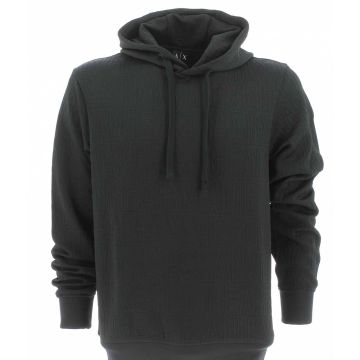 A|X Armani Exchange Uomo Felpa Garzata a Cappuccio Chiuso Nera