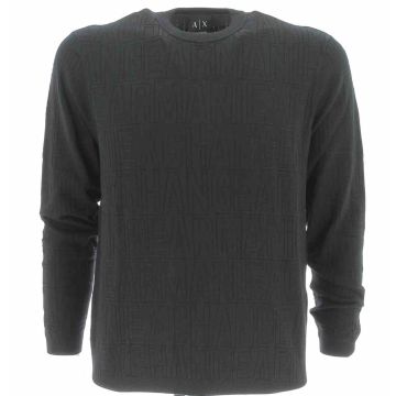 A|X Armani Exchange Uomo Pullover Girocollo Nero Tinta Unita