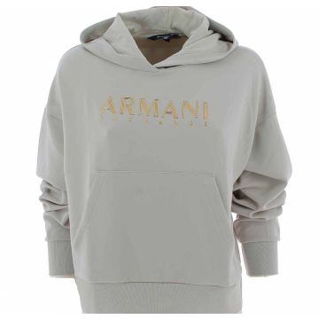 A|X Armani Exchange Donna Felpa Crop Leggera Cappuccio Chiuso Elasticizzata