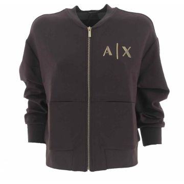 A|X Armani Exchange Donna Felpa Elasticizzata Leggera Full Zip Crop