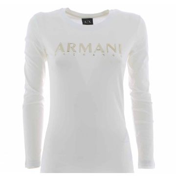 A|X Armani Exchange Donna T Shirt Manica Lunga Girocollo logo AX Oro