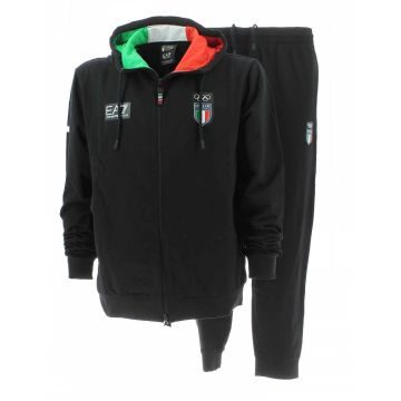 Tuta Olimpiadi Cortina 2026 in Felpa Garzata Full Zip Cappuccio EA7 Emporio Armani Uomo