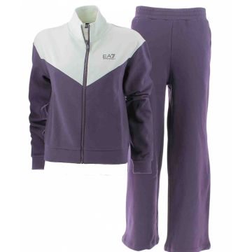 EA7 Emporio Armani Donna Tuta Felpa Felpata Full Zip con Pantalone Pantapalazzo