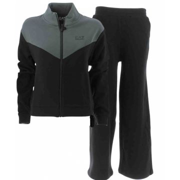 EA7 Emporio Armani Donna Tuta Felpa Felpata Full Zip con Pantalone Pantapalazzo