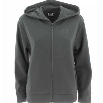 EA7 Emporio Armani Donna Felpa Felpata Full Zip Cappuccio Tinta Unita