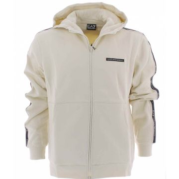 EA7 Emporio Armani Uomo Felpa Felpata Cappuccio Full Zip con Tape Logato EA7