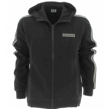 EA7 Emporio Armani Uomo Felpa Felpata Cappuccio Full Zip con Tape Logato EA7