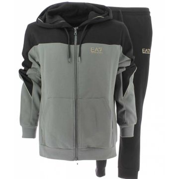 EA7 Emporio Armani Uomo Tuta Sportriva Bicolore in Felpa Felpata Full Zip Cappuccio