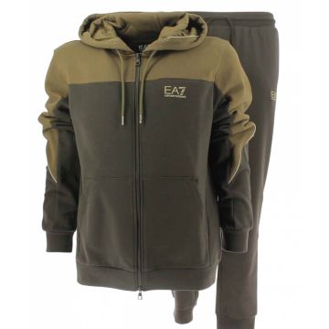 EA7 Emporio Armani Uomo Tuta Sportriva Bicolore in Felpa Felpata Full Zip Cappuccio
