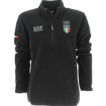 Cortina Olimpiadi 2026 EA7 Emporio Armani Uomo Felpa Pile Mezza Zip Nera