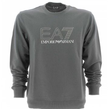 Felpa Garzata Girocollo EA7 Emporio Armani Uomo Tinta Unita Grande Logo EA7