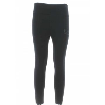 Pantalone Leggings Donna EA7 Emporio Armani Tinta Unita Elasticizzato Logo EA7 in Strass