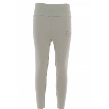 Pantalone Leggings Donna EA7 Emporio Armani Tinta Unita Elasticizzato Logo EA7 in Strass