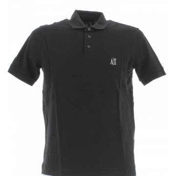 Polo Piquet Manica Corta A|X Armani Exchange Uomo Tinta Unita logo AX Ricamato a 3 Bottoni