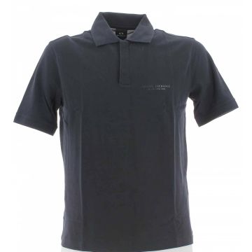 Polo Piquet Manica Corta A|X Armani Exchange Uomo Tinta Unita Logo Gommato