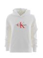 Calvin Klein Donna Felpa Garzata Cappuccio Chiuso Tinta Unita Big Logo CK