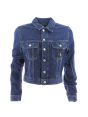 Calvin Klein Donna Giacca Jeans Crop Stone Wash Blu