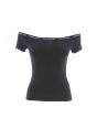 T Shirt Calvin Klein Donna Manica Corta Nera con Scollatura Bardo'