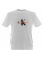 T Shirt Calvin Klein Uomo Manica Corta Girocollo Logo CK in Rilievo