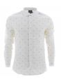 Camicia Manica Lunga A|X Armani Exchange Uomo Bianca Slim Fit con Multi Logo AX Nero