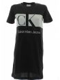 Abitino Girocollo Manica Corta Calvin Klein Donna Nero/Bianco Logo CK Ricamato