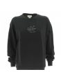 Felpa Nera Garzata Cotone Calvin Klein Donna Girocollo Tinta Unita Logo CK al Centro