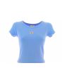 T Shirt Elasticizzata Manica Corta Girocollo Crop Calvin Klein Donna a Costine