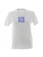 T Shirt Manica Corta Girocollo Calvin Klein Donna Tinta Unita Logo CK a Contrasto di Colore