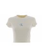 T Shirt Crop a Righe Manica Corta Girocollo Calvin Klein Donna