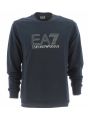 Felpa Garzata Girocollo EA7 Emporio Armani Uomo Tinta Unita Grande Logo EA7