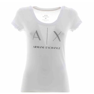 A|X Armani Exchange Donna T Shirt Manica Corta Giro Collo Tinta Unita