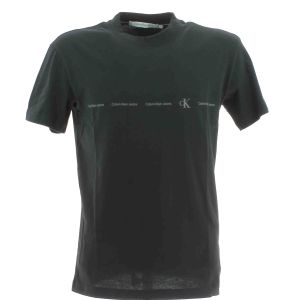 Calvin Klein Uomo T Shirt Manica Corta Giro Collo Tinta Unita Multi Logo CK