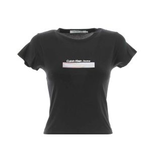 Calvin Klein Donna T Shirt Crop Manica Corta Giro Collo Slim Fit