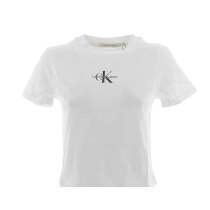 Calvin Klein Donna T Shirt Manica Corta Giro Collo Crop Tinta Unita