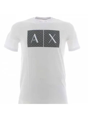 T Shirt Manica Corta A|X Armani Exchange Giro Collo Uomo Tinta Unita con Maxi Logo AX