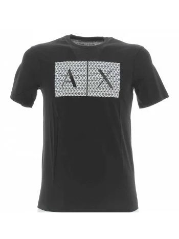 T Shirt Manica Corta A|X Armani Exchange Giro Collo Uomo Tinta Unita con Maxi Logo AX