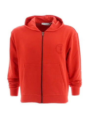 Trussardi Felpa Garzata Uomo Full Zip Cappuccio Tinta Unita