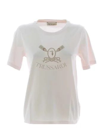 Trussardi T Shirt Manica Corta Donna Giro Collo Tinta Unita