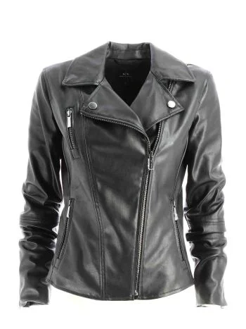 A|X Armani Exchange Donna Chiodo Ecopelle Tinta Unita Nero