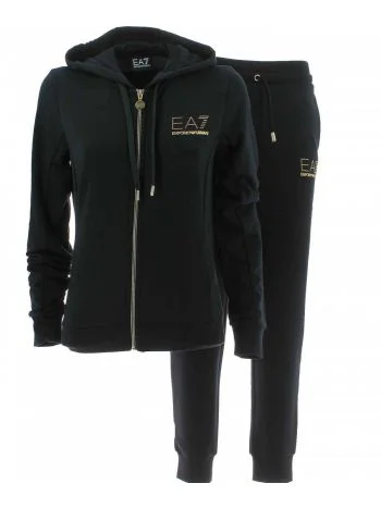 Tuta Donna in Felpa Garzata Full Zip con Cappuccio EA7 Emporio Armani Tinta Unita