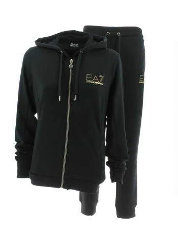 Tuta Donna in Felpa Garzata Full Zip con Cappuccio EA7 Emporio Armani Tinta Unita