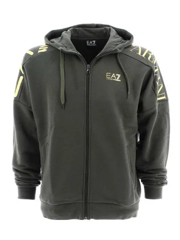 EA7 Emporio Armani Uomo Felpa Cappuccio Full Zip Tinta Unita