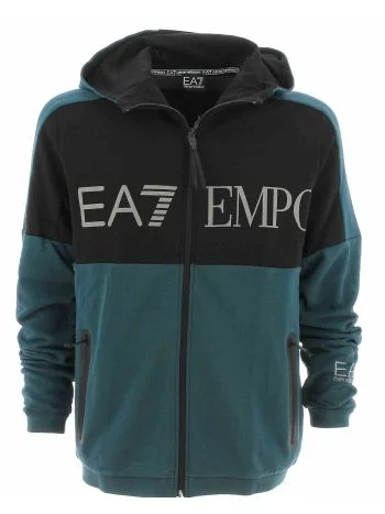 EA7 Emporio Armani Uomo Felpa Cappuccio Full Zip Bicolore