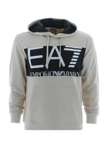 EA7 Emporio Armani Uomo Felpa Garzata Cappuccio Chiuso Tinta Unita